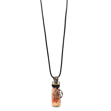 Necklace -Sunstone Gemstone with Seed of Life -Bottle