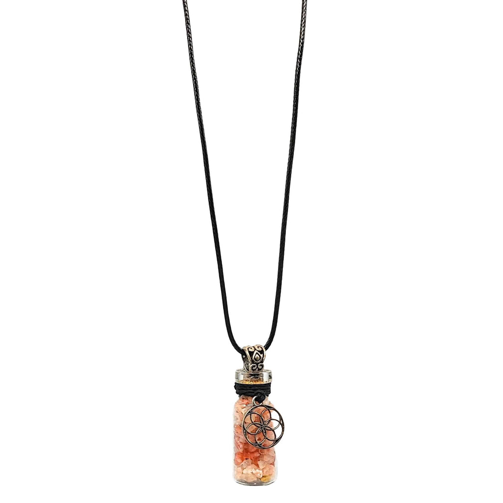 Necklace -Sunstone Gemstone with Seed of Life -Bottle
