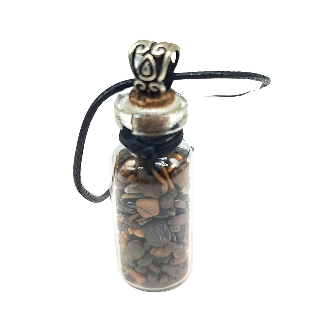 Necklace -Tiger Eye Gemstone with Elephant -Bottle