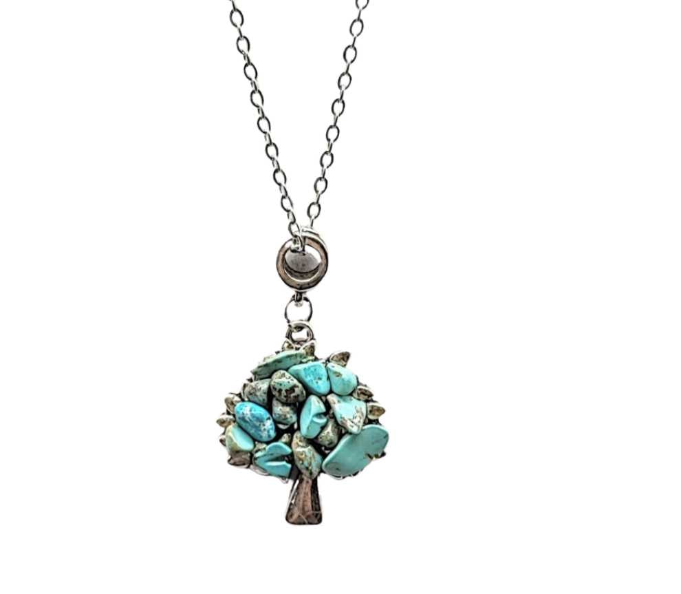 Necklace -Tree of Life Gemstone Pendants -Turquoise