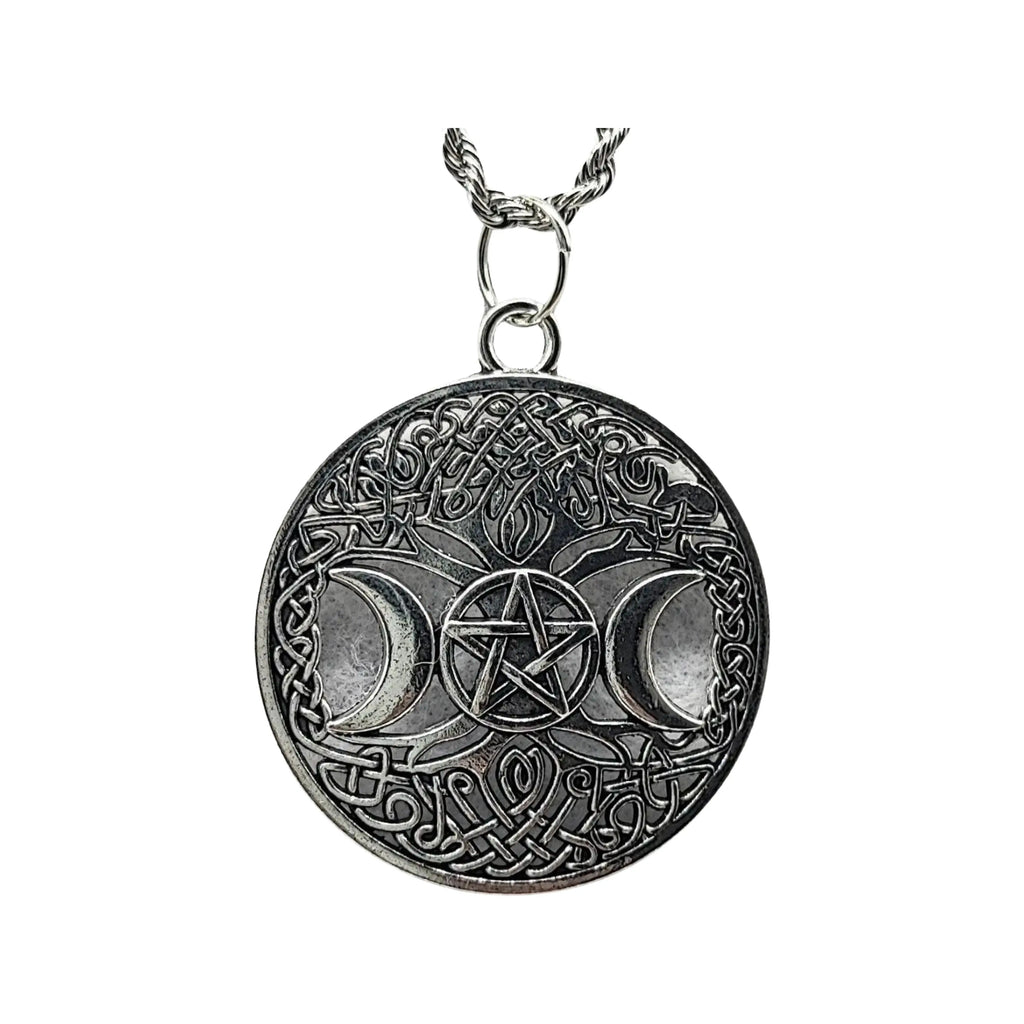 Necklace -Triple Moon Goddess -Antique Silver