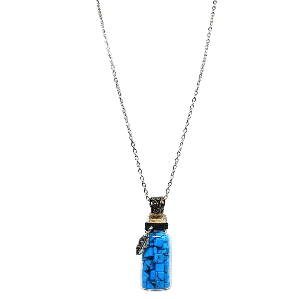 Necklace -Turquoise Gemstone with Leaf -Bottle -Bottle -Aromes Evasions 