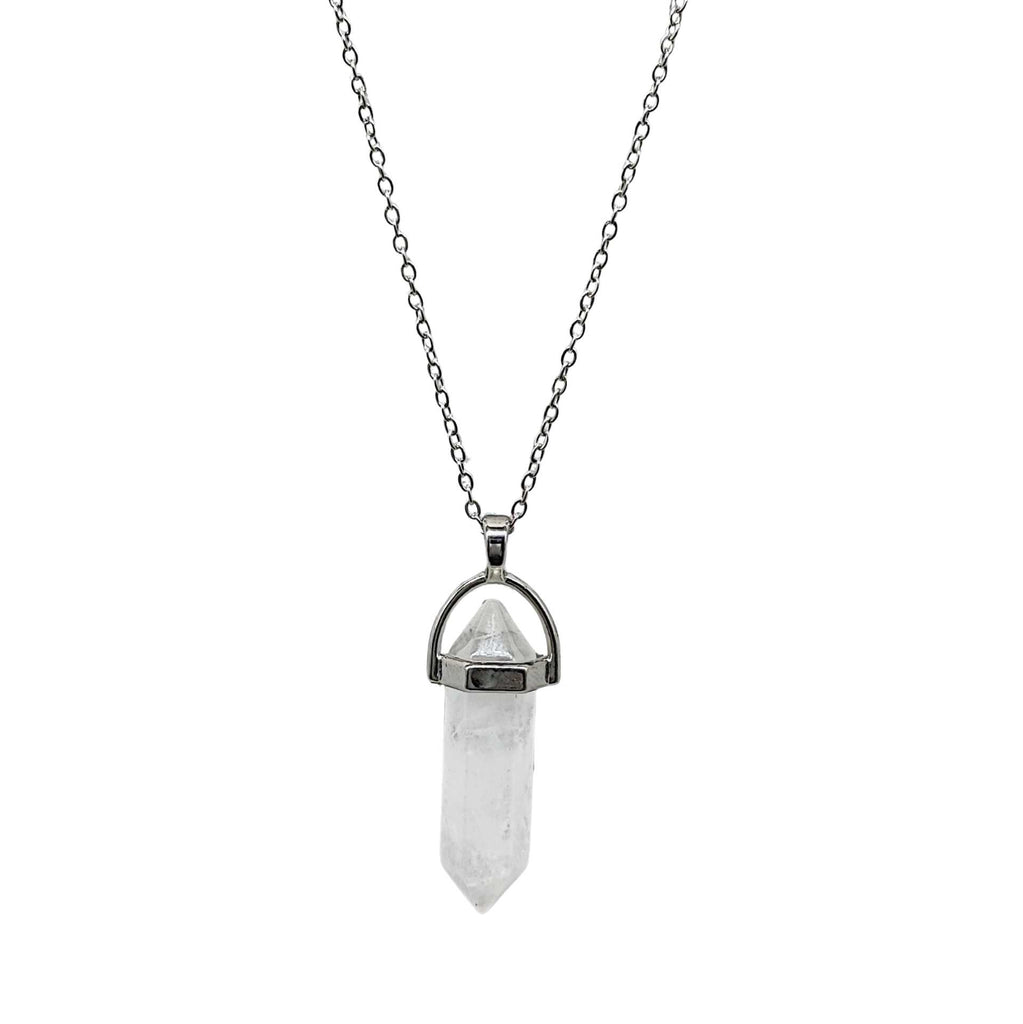 Necklace -White Cristal Quartz -Point Pendant