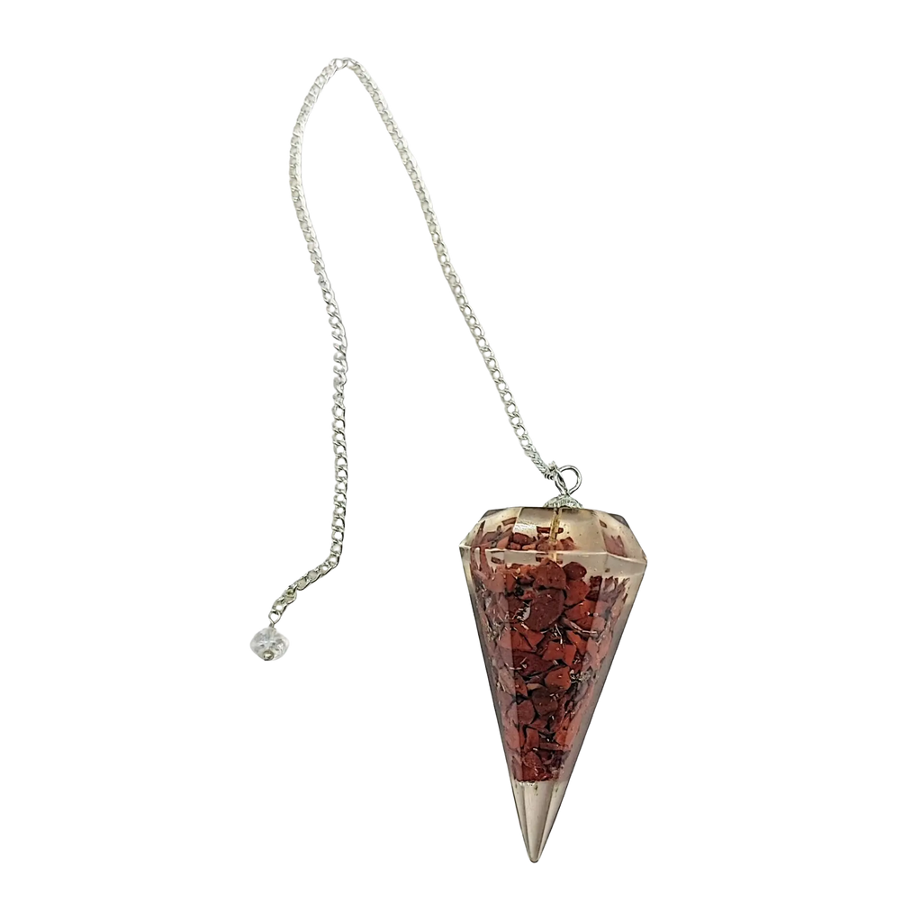 Pendulum -Cone -Chips Gemstone -Red Jasper