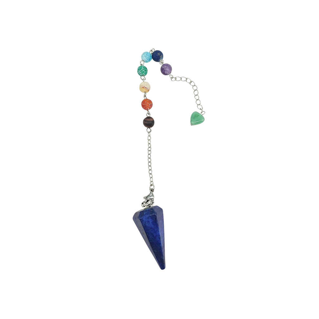 Pendulum -Cone -Natural Lapis Lazuli -7 Chakras Beads