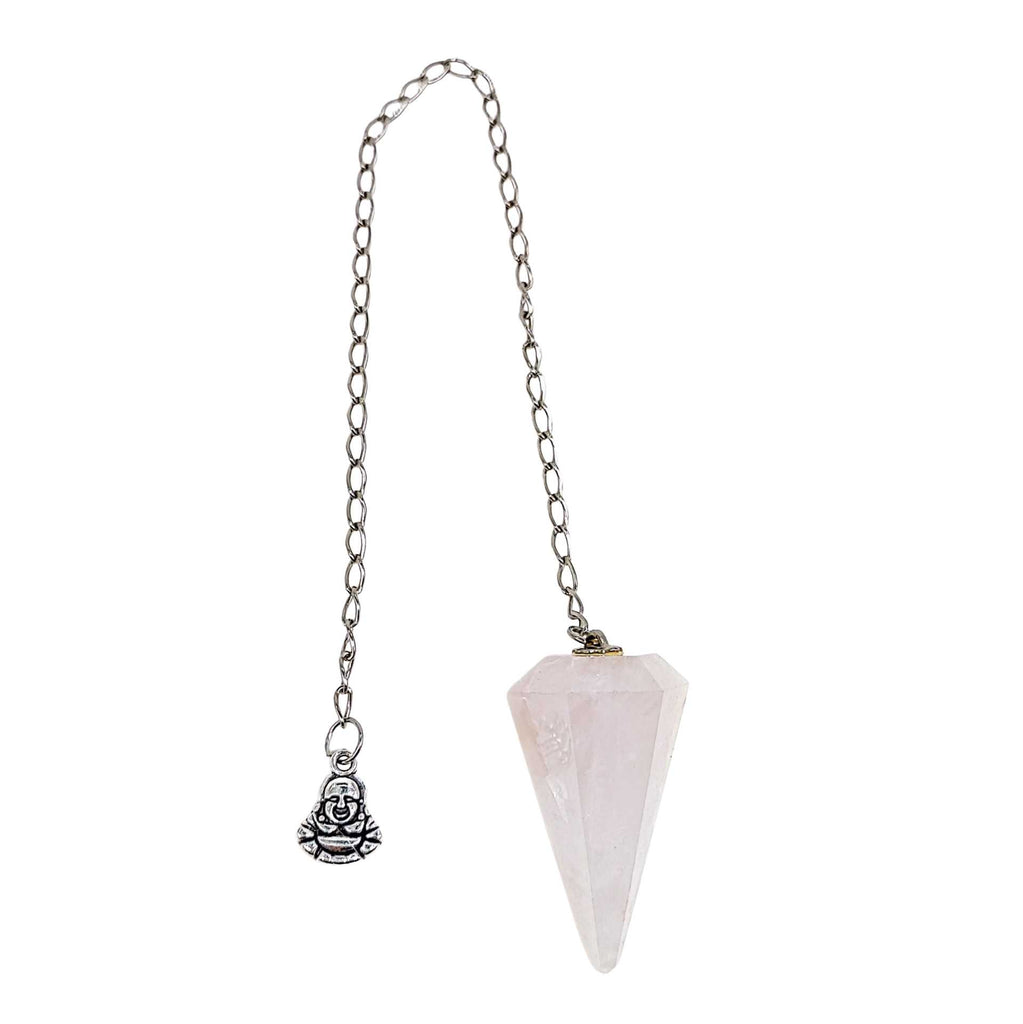 Pendulum -Cone -Natural Rose Quartz -Buddha
