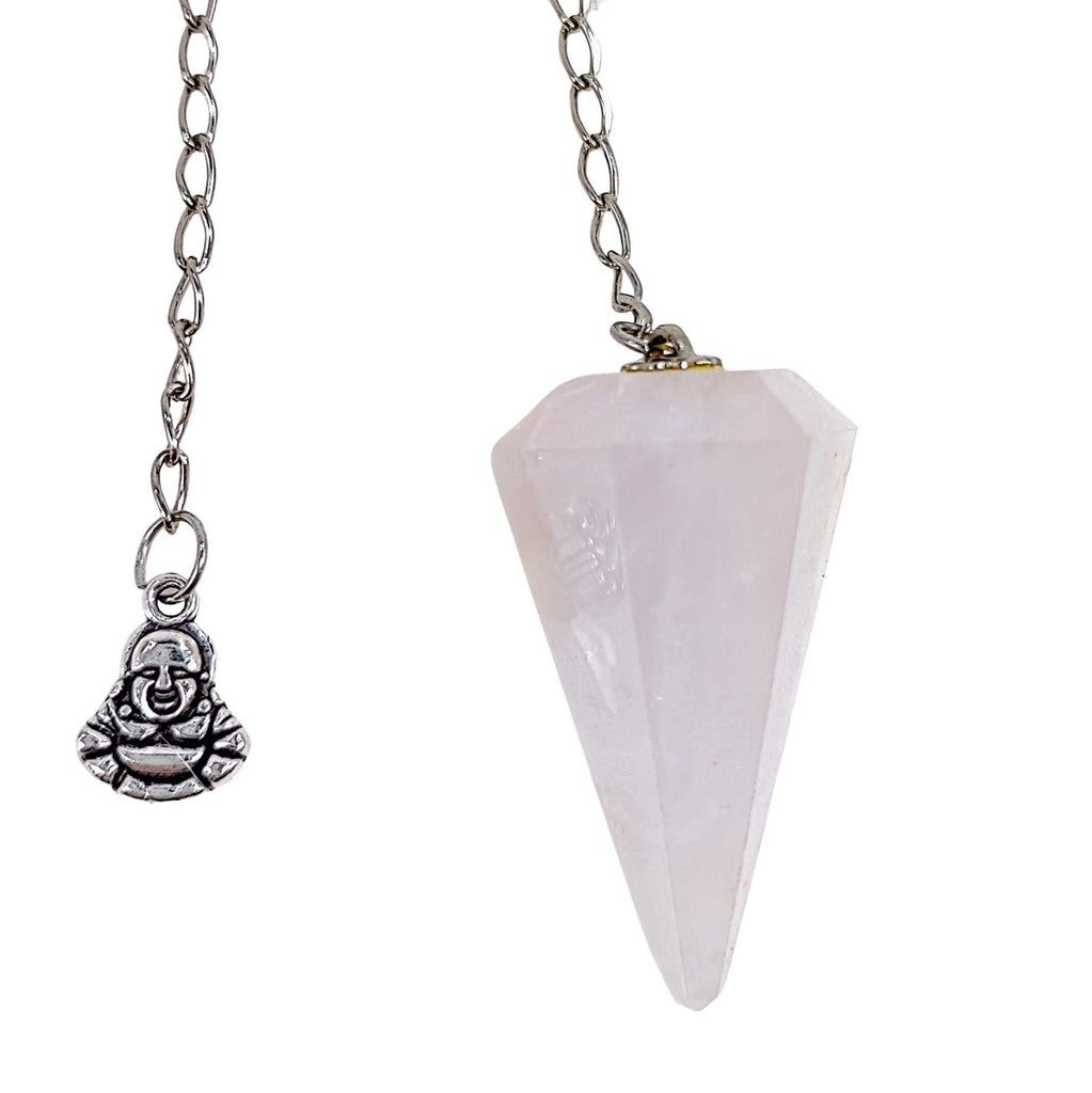 Pendulum -Cone -Natural Rose Quartz -Buddha
