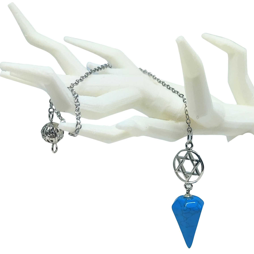 Pendulum -Small Cone -Blue Howlite -Pentacle Charm
