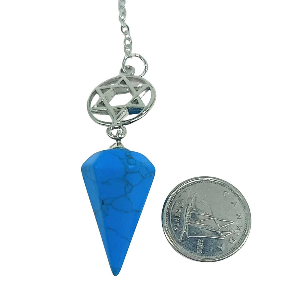 Pendulum -Small Cone -Blue Howlite -Pentacle Charm -Pendulum -Aromes Evasions 