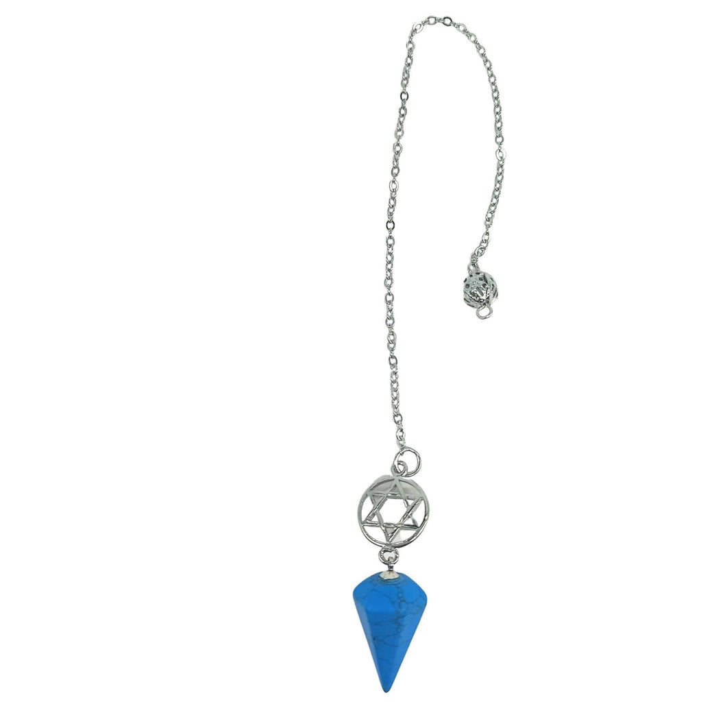 Pendulum -Small Cone -Blue Howlite -Pentacle Charm