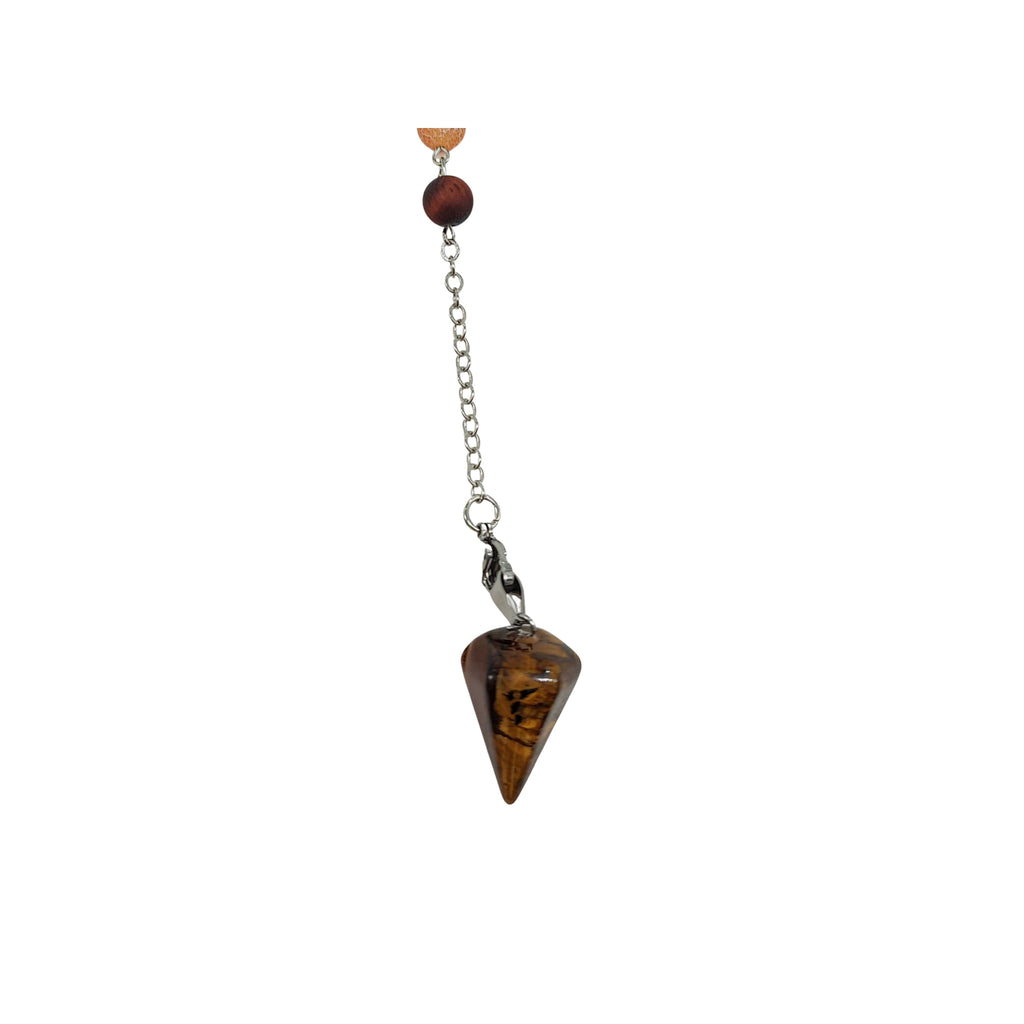 Pendulum -Small Cone -Tiger Eye & 7 Chakras Beads