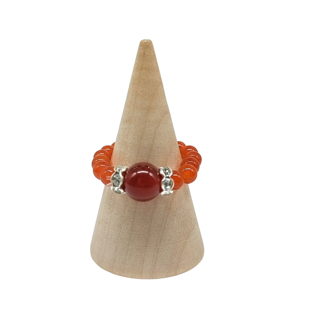 Ring -Beads Stretch Rings -Carnelian