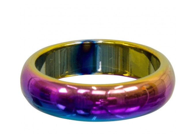 Ring -Rainbow Hematite -Round -Magnetic -Size 6-10 10