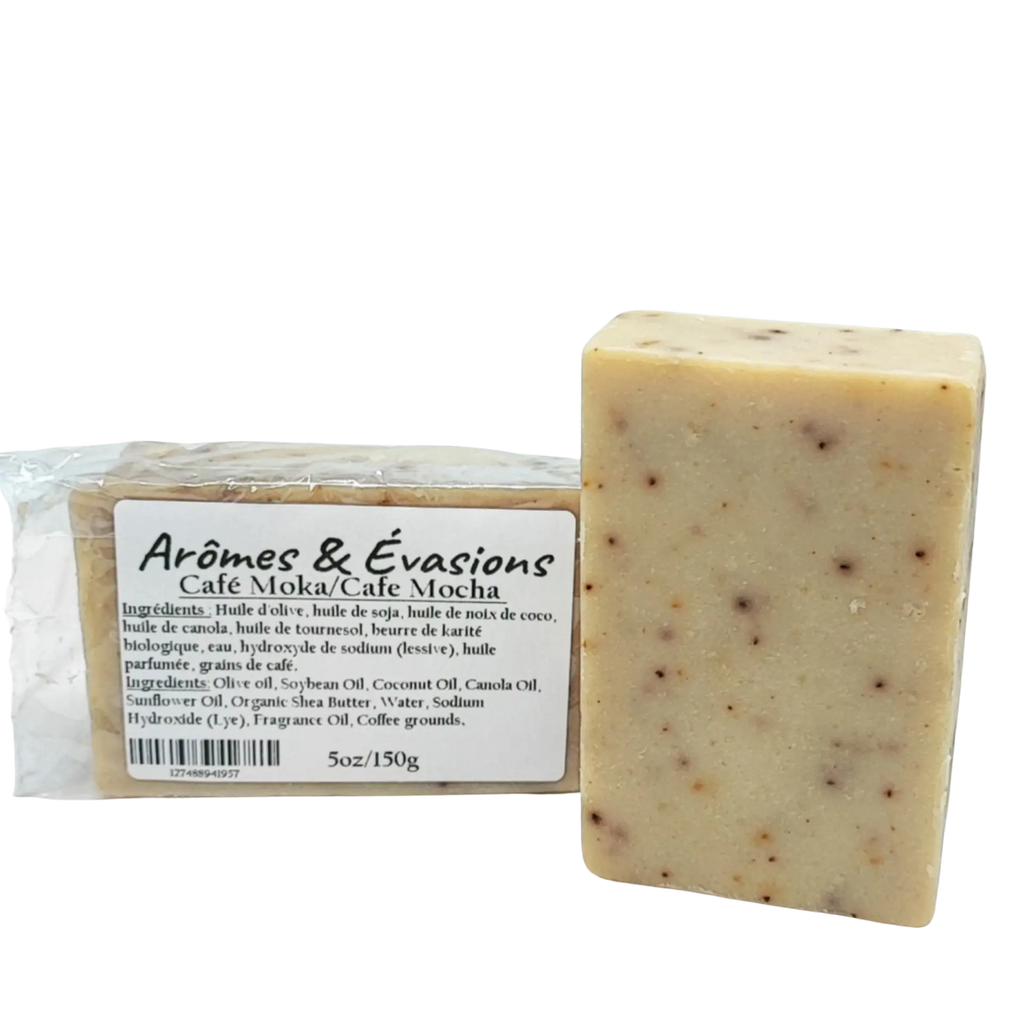 Soap Bar -Cold Process -Exfoliant -Cafe Mocha -Sweet & Spicy Scent -Aromes Evasions 