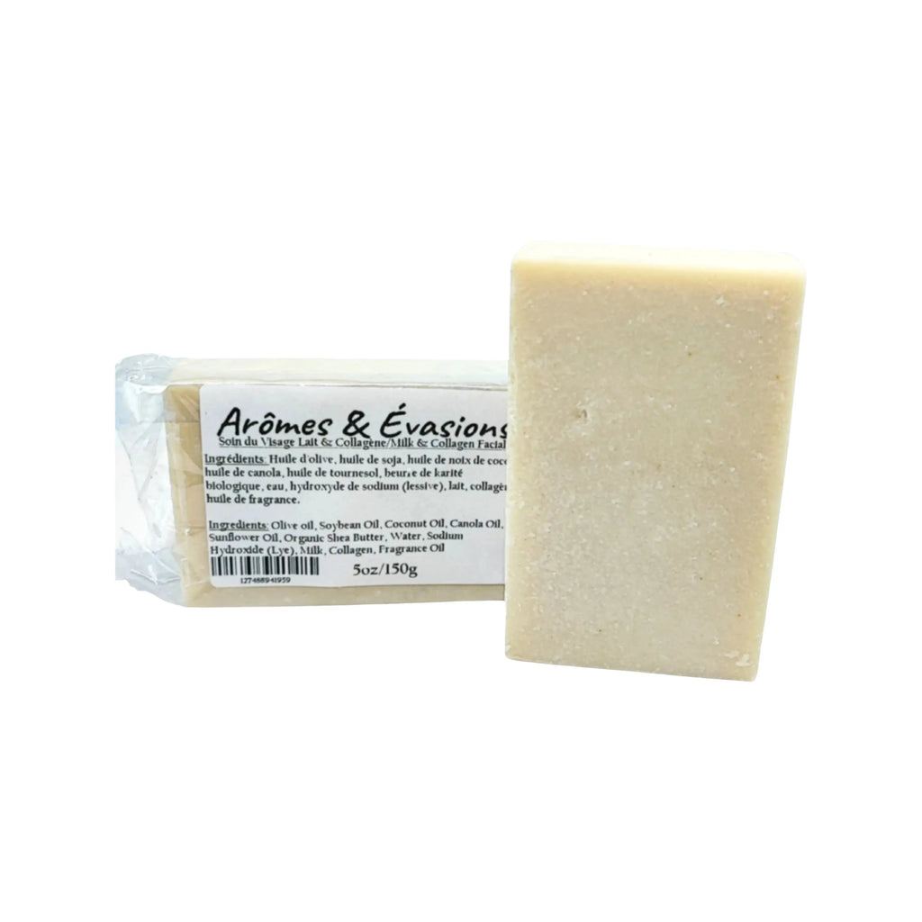 Soap Bar -Cold Process -Facial -Milk & Collagen -Fruity Scent -Aromes Evasions 
