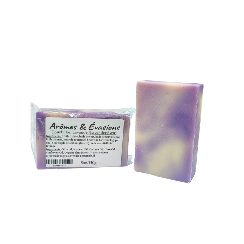 Soap Bar -Lavender Swirl -5oz/140g -Floral Scent -Aromes Evasions 