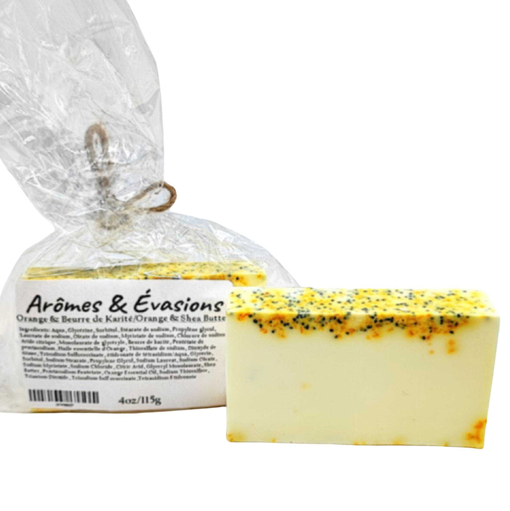 Soap Bar -Orange & Shea Butter -4oz Arômes & Évasions.