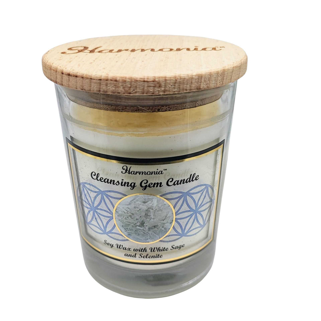 Soy Candle -Harmonia Cleansing -Sage & Selenite Stone -9oz