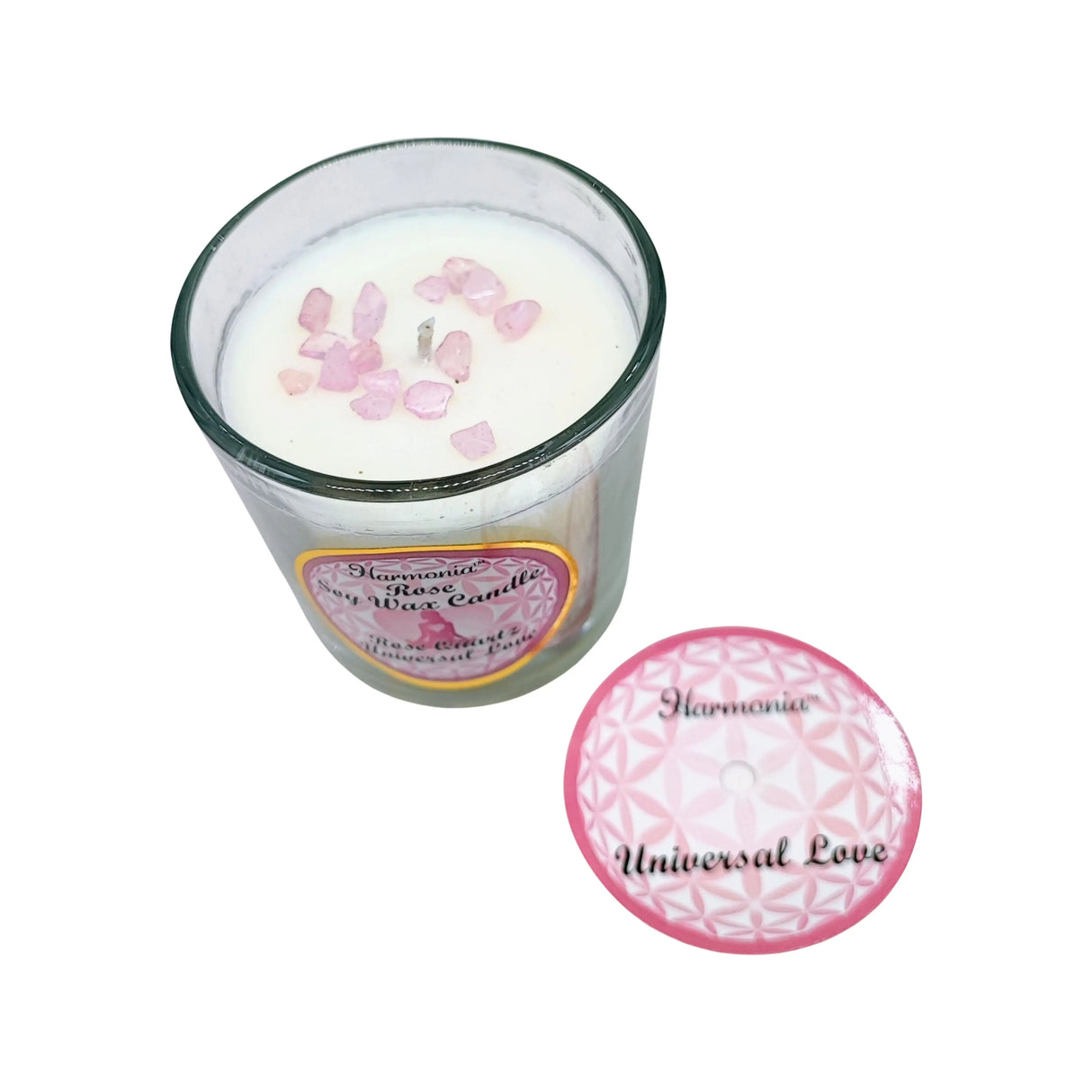 Soy Candle -Harmonia Universal Love -Rose & Rose Quartz -3oz