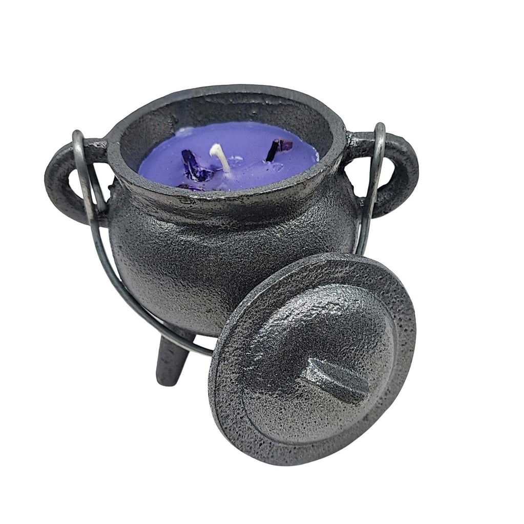 Soy Smudge Candle -Lavender -Filled in 4 inch Cast Iron Cauldron -3.5oz -3.5oz -Aromes Evasions 