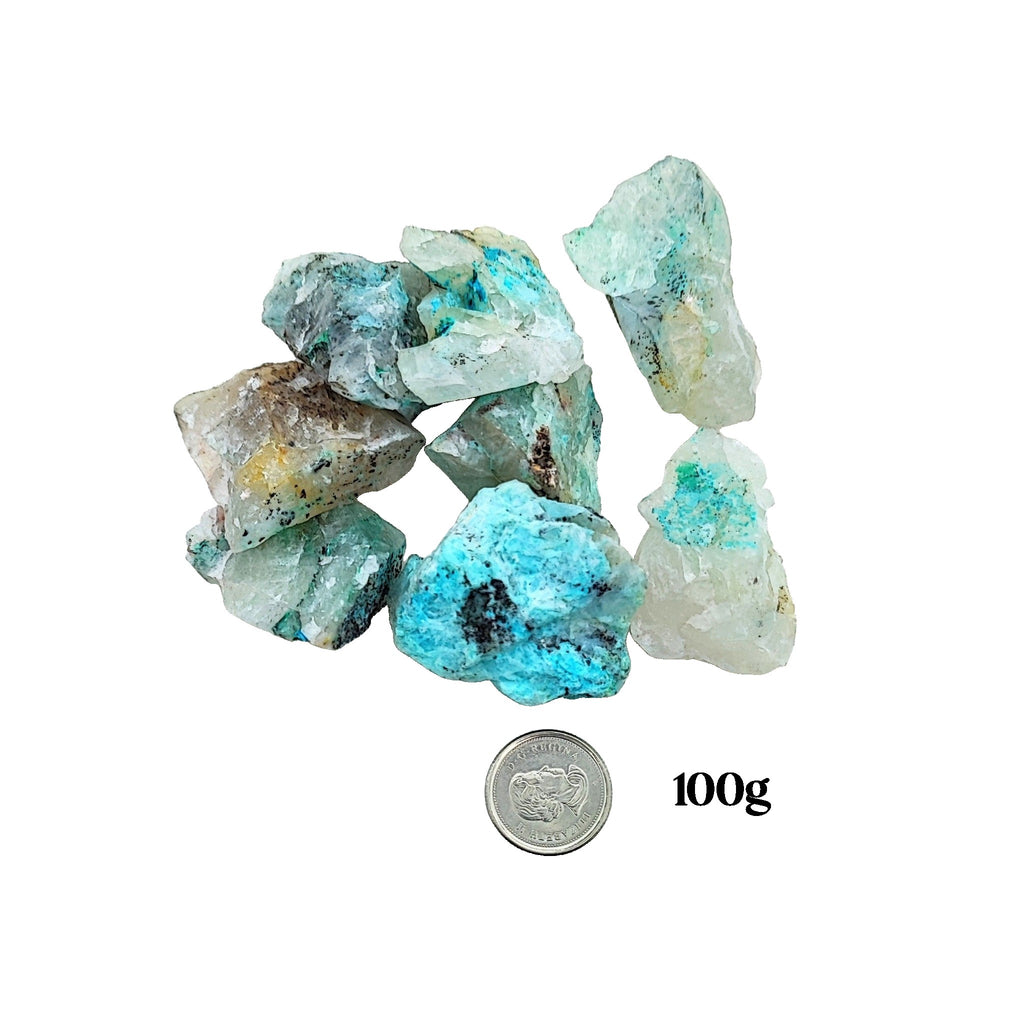 Stone -Chrysocolla -Crystal -Quartz -Rough -1" to 2" 100g