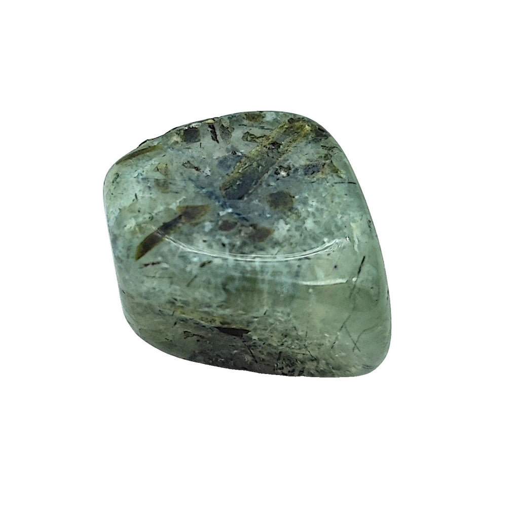 Stone -Prehnite -Rutile -Tumbled -Medium 1 Crystal Between 5g to 20g