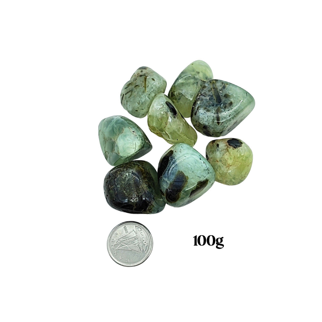 Stone -Prehnite -Rutile -Tumbled -Medium 100g