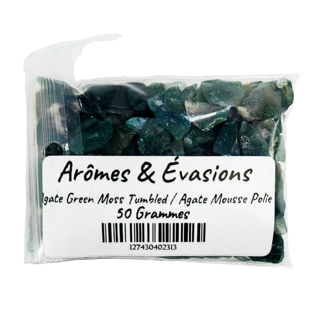 Stone -Tumbled Chips -Agate Green Moss 50 g