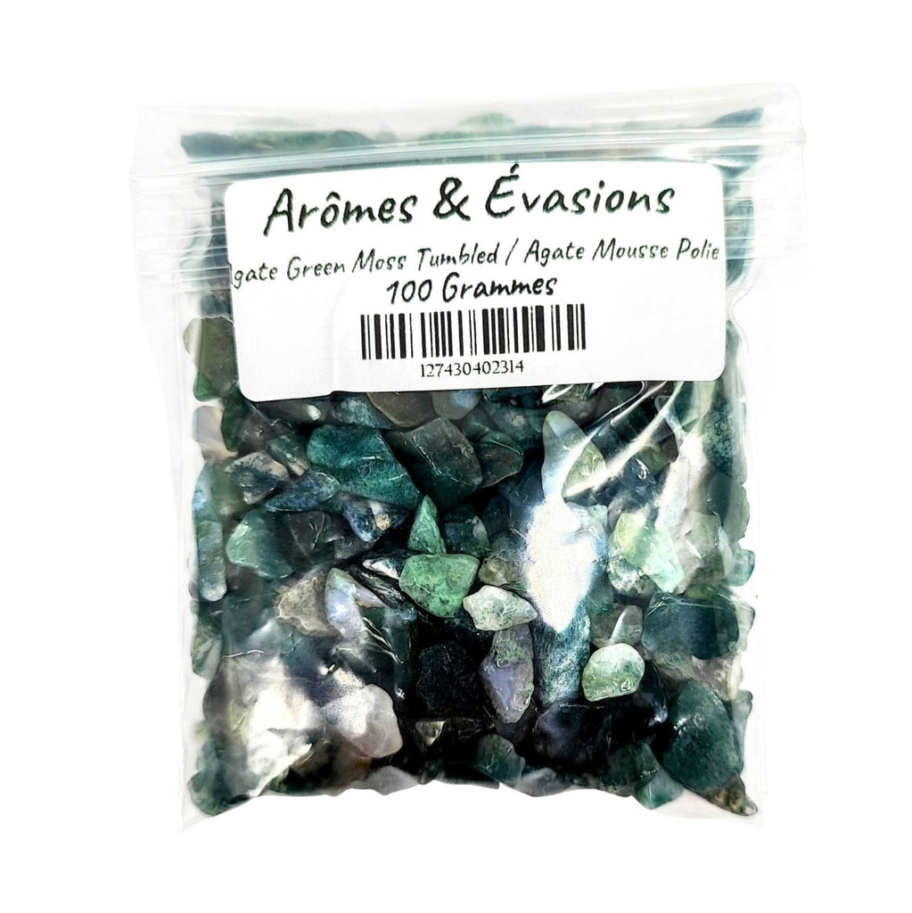 Stone -Tumbled Chips -Agate Green Moss 100 g