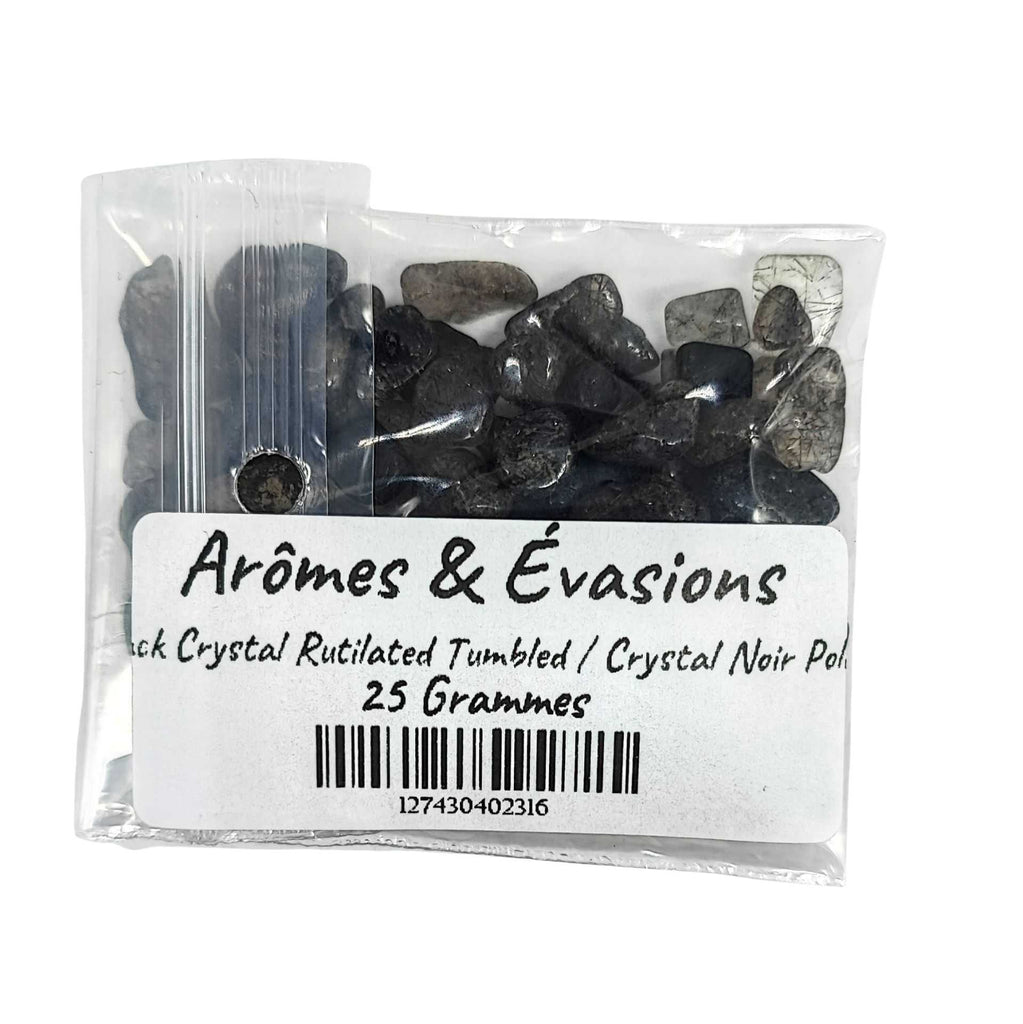 Stone -Tumbled Chips -Black Crystal Rutilated 25 g