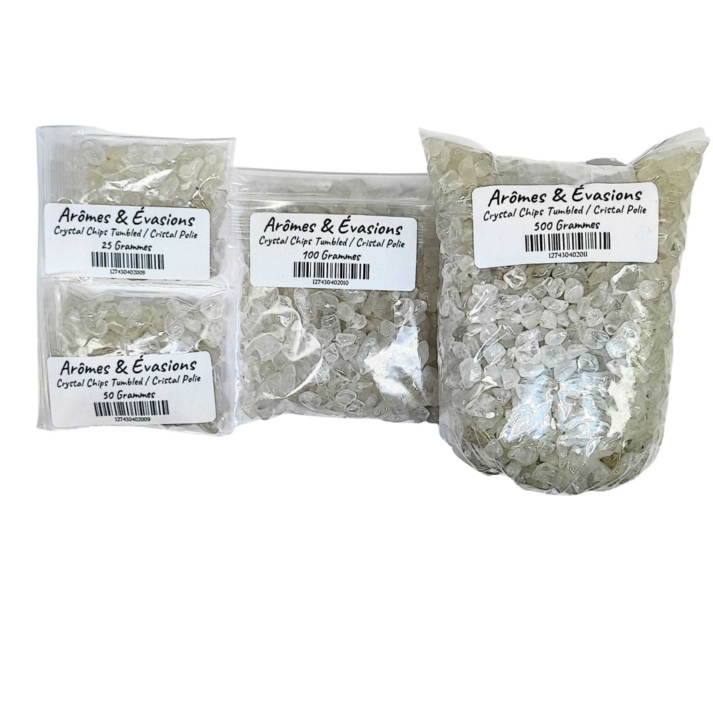Stone -Tumbled Chips -Crystal Quartz -5 to 8mm Arômes & Évasions.