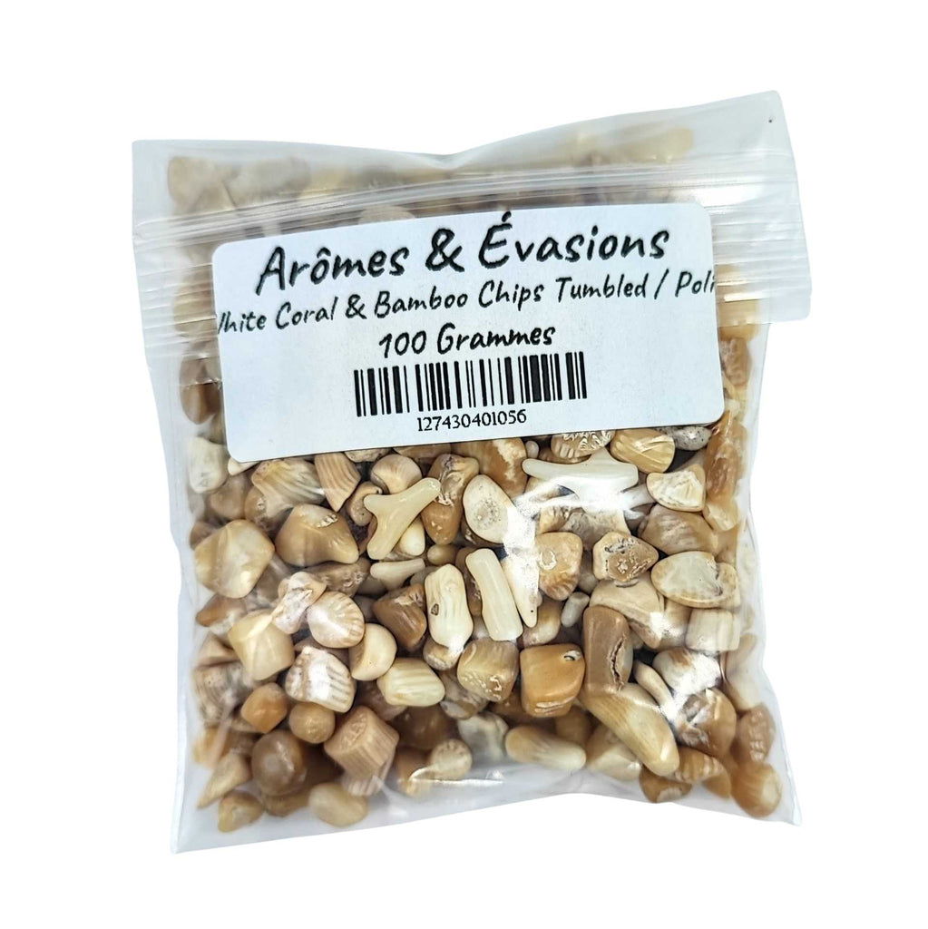 Stone -Tumbled Chips -White Coral & Bamboo 100 g