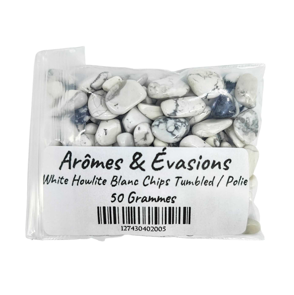 Stone -Tumbled Chips -White Howlite -6 to 8mm 50 g