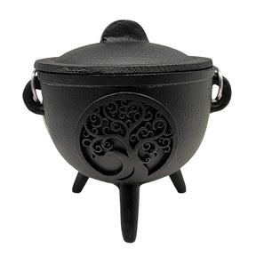 Wicca & Pagan -Cauldron -Cast Iron -Black -Tree of Life -4.5"